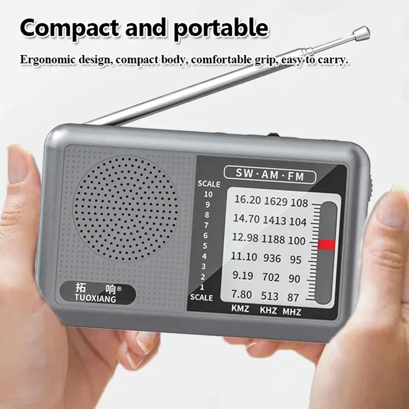 

Portable Radio Rechargeable Full Band Receiver with Earphone Jack Broadcast Radio 360 Degree Rotating Antenna for Indoor Outdoor