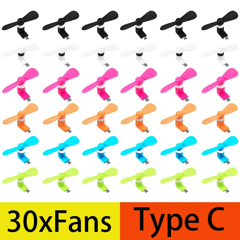 30Pcs Mini USB Cooler Fan Type C Fan For Android Mini Fan