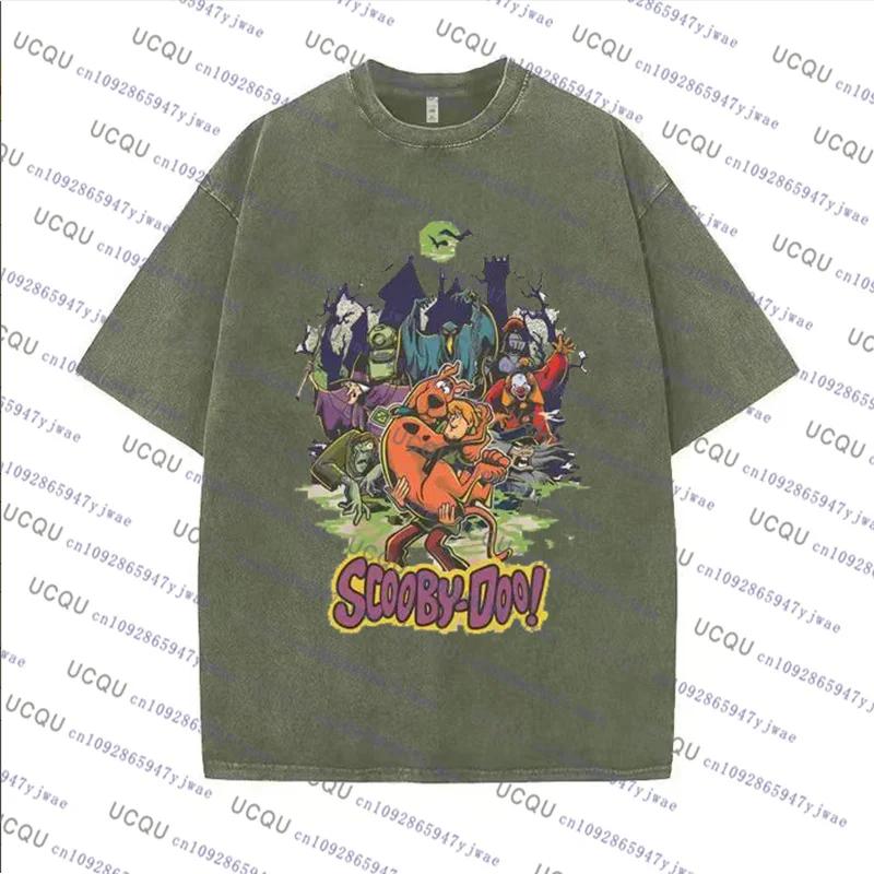 خمر 90s هالوين فيلم غسل القطن التي شيرت سكوبي هالوين تي شيرت هالوين فيلم شخصية المحملة الخريف الملابس النسائية #2