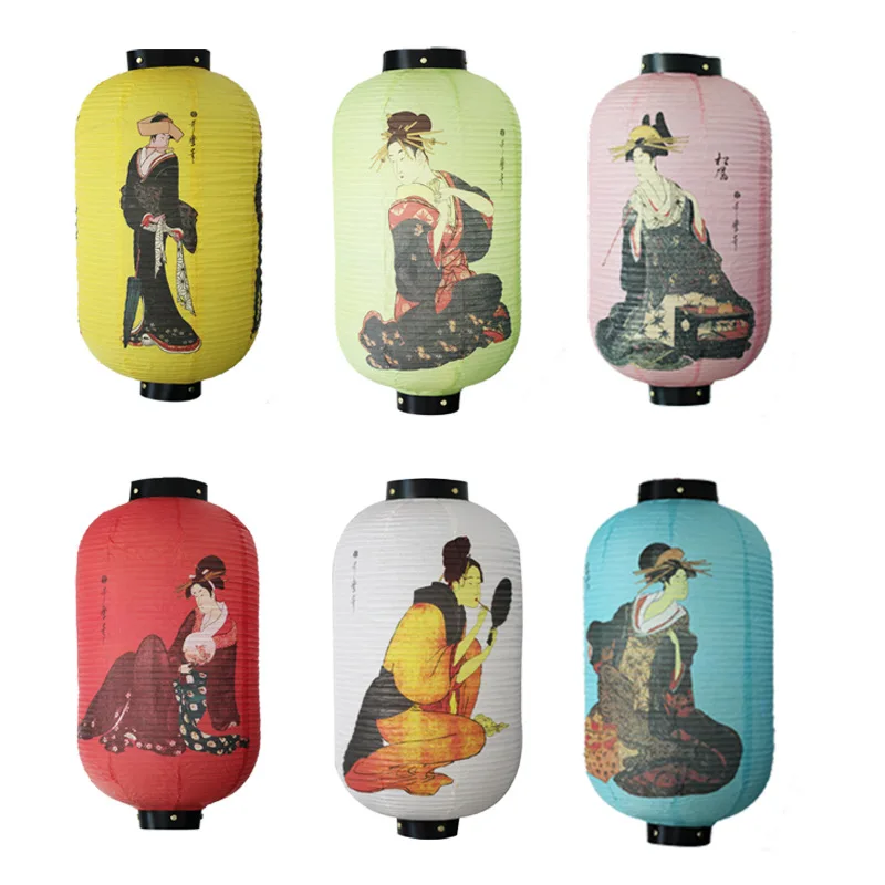 

25x50CM Japanese And Korean Paper Lantern Ukiyo-e Japanese Maid Hanging Lantern Restaurant Hotel Izakaya Festival Decoration