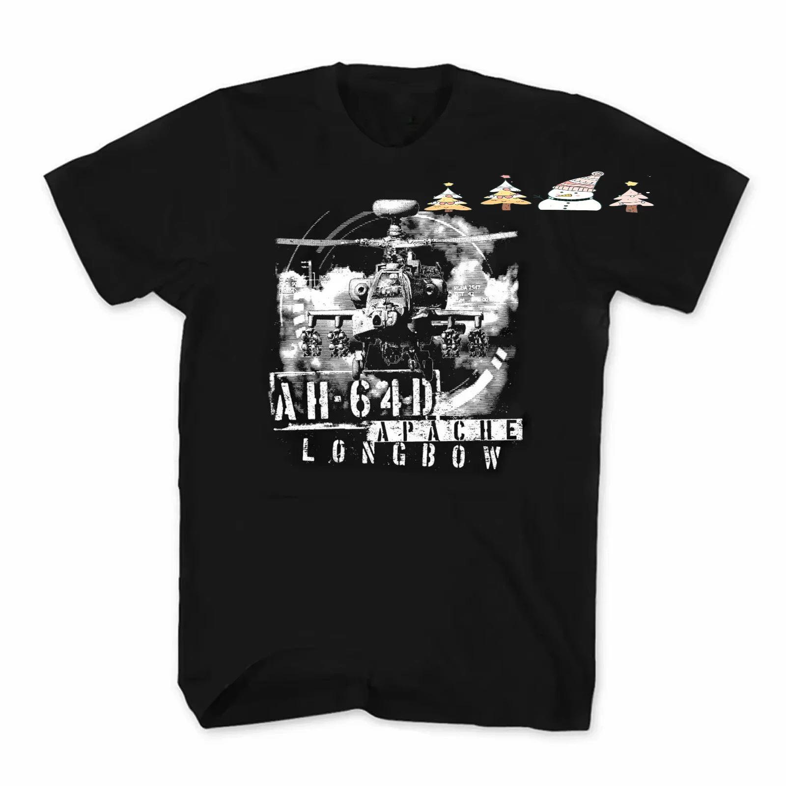 Vintage AH-64D Longbow Apache Attack Helicopter T-Shirt 100% Cotton O-Neck Summer Short Sleeve Casual Mens T-shirt Size S-3XL