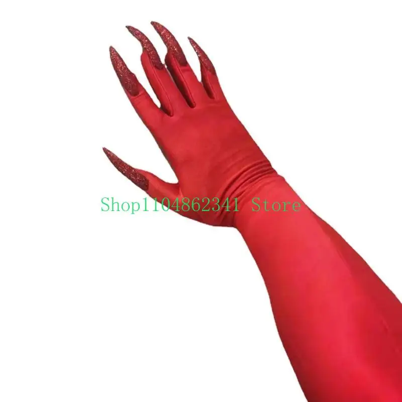 652F Novelty Costume Witch Gloves Party Props Realistic LongNail Claw Gloves Halloween Party Accessories Dress Up Decoration