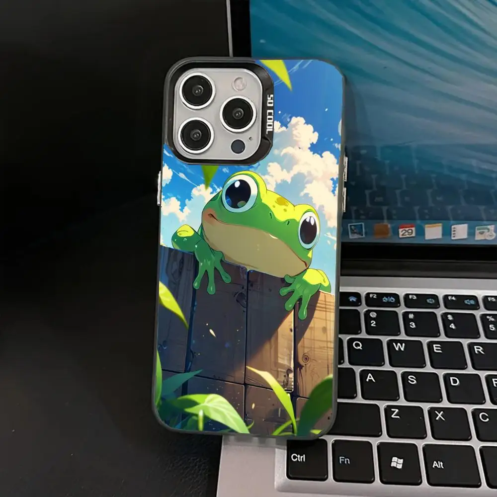 

A lovely green frog phone case for iPhone 16 15 14 13 12 11 Pro/ Max/Plus shock-proof rear cover anti-fingerprint