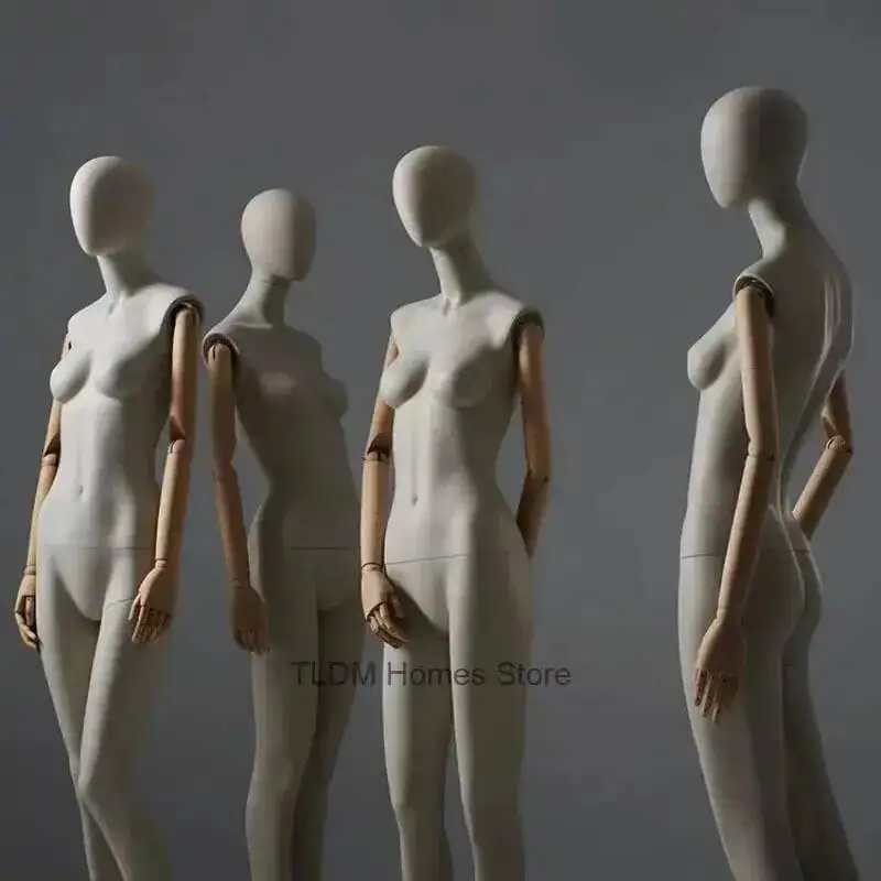 Fabric Female Mannequin Clothing Cover Store Body Model High-end Window Display Stands with Clavicle Full Body Mannequins