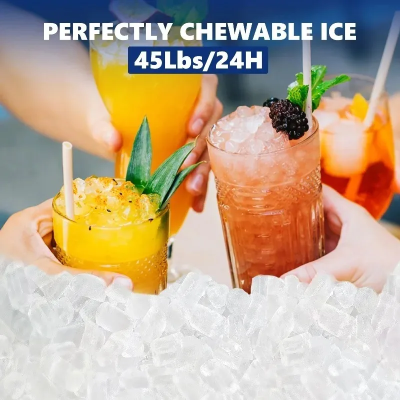 Nugget Ice Maker Countertop,43bs/24H,Self-Cleaning Pellet Ice Machine with Ice Scoop&Basket for Home/Kitchen/Party