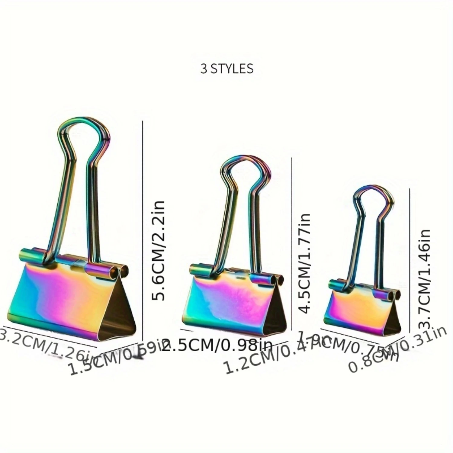 Binder Clips Set, 3 Sizes Assorted Colored Paper Clamps for Office Supplies, Documents Organizing (1 Box)
