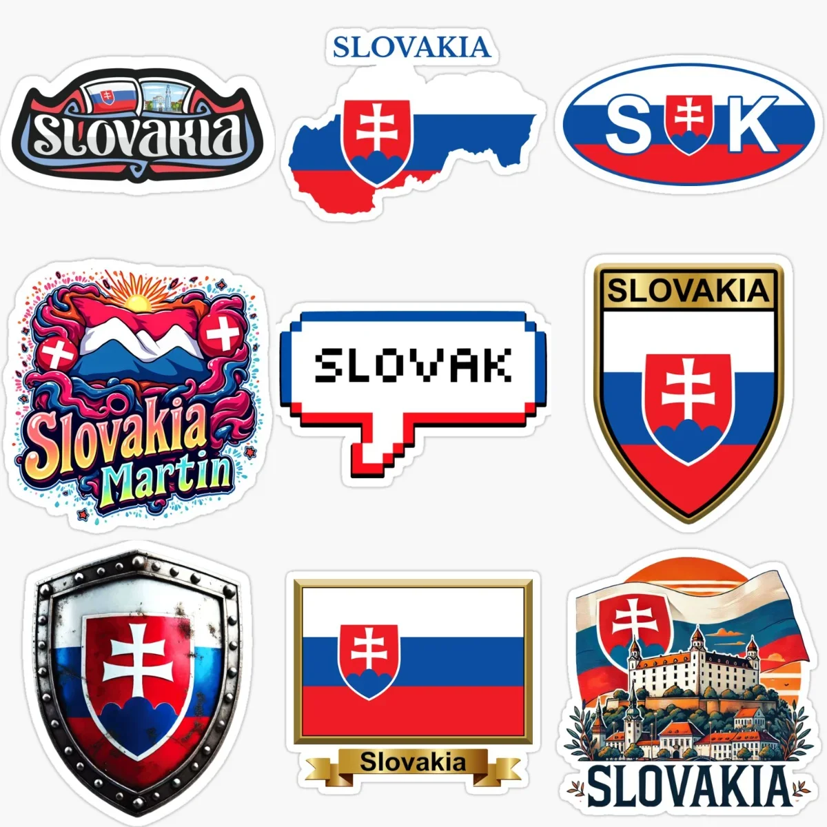 

Slovakia Flag Map National Emblem Creative PVC Stickers for Car Van Bicycle Motorcycle Window Fridge Wall Decoration Accessories