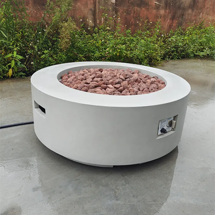 European style round outdoor cement gas stove balcony courtyard barbecue grill concrete heater courtyard decoration