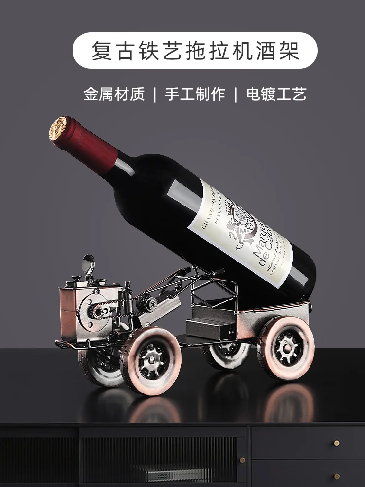 Retro Nostalgic Wrought Iron Car Red Wine Rack Ornament European Creative Home TV Cabinet Wine Cabinet Desktop Decoration