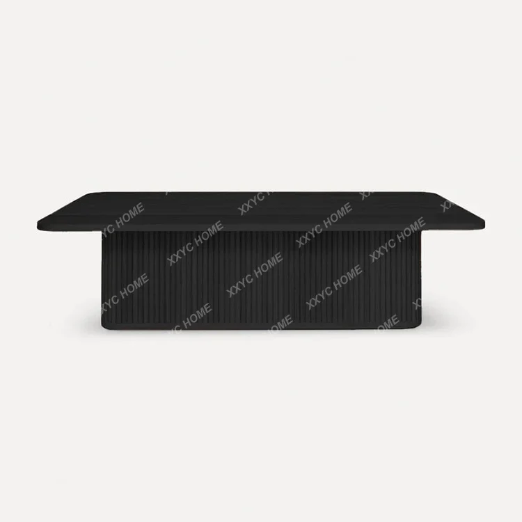 A  B & B oak black coffee table minimalist style rectangular solid wood column large apartment coffee table