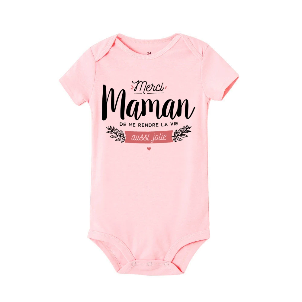 Mama I Love You Forever French Print Baby Bodysuit Newborn Short Sleeve Jumpsuit Infant Mothers Day Mommy Birthday Outfit Romper