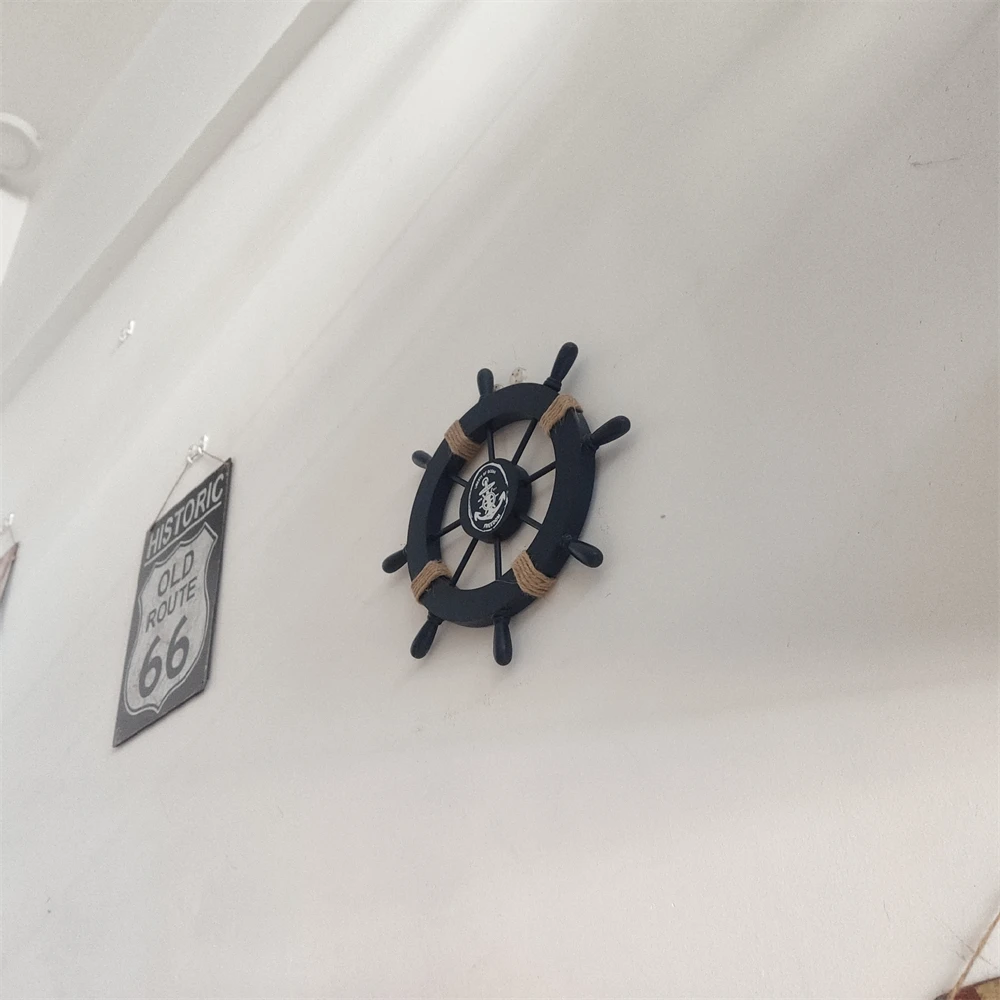 Mediterranean Ship Rudder Decoration Nautical Boat Wheel Helm Wooden Craft Home Decoration Accessories