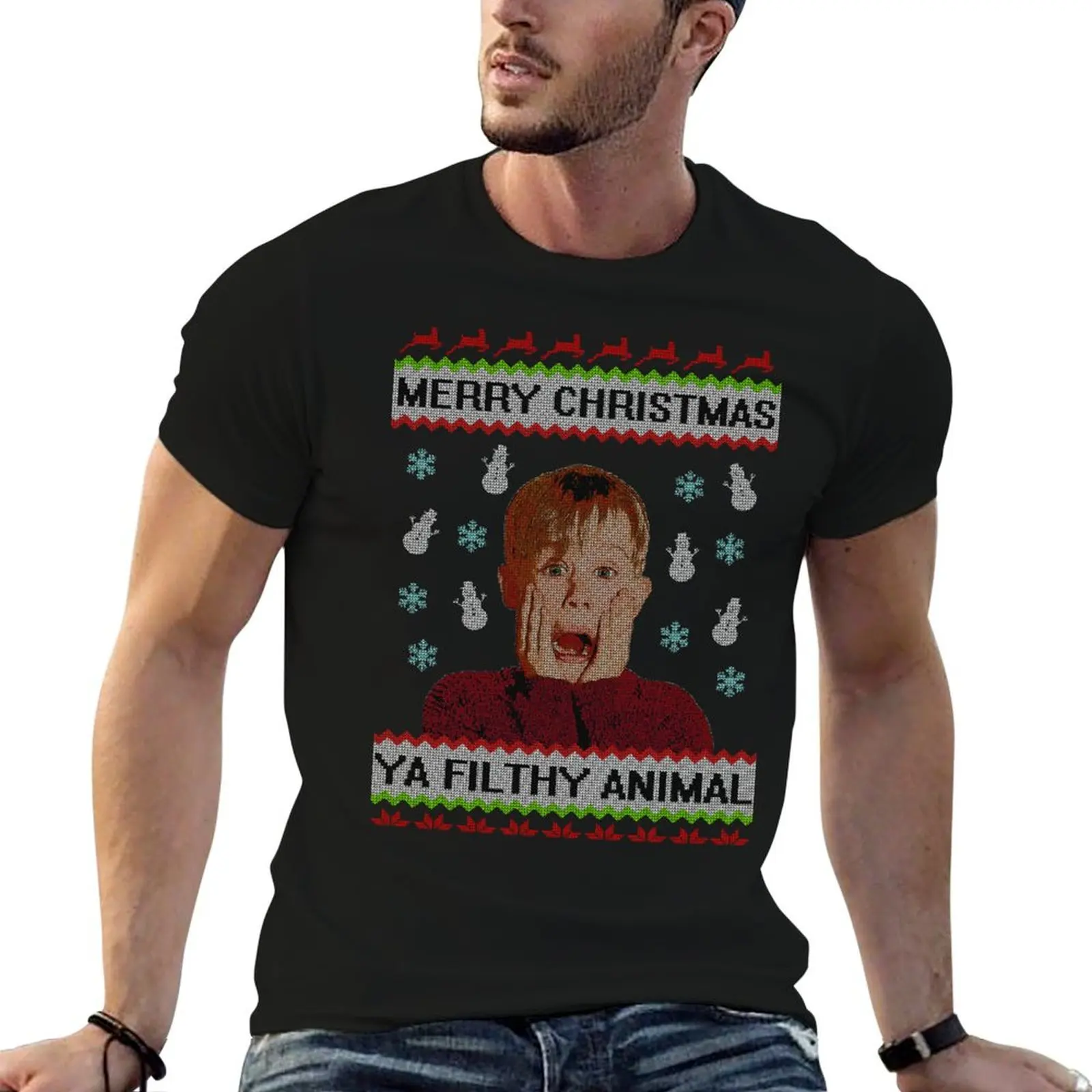 

Merry Christmas Ya Filthy Animal Ugly Christmas T-Shirt funny t shirts dark humor man t shirts graphic T-Shirt