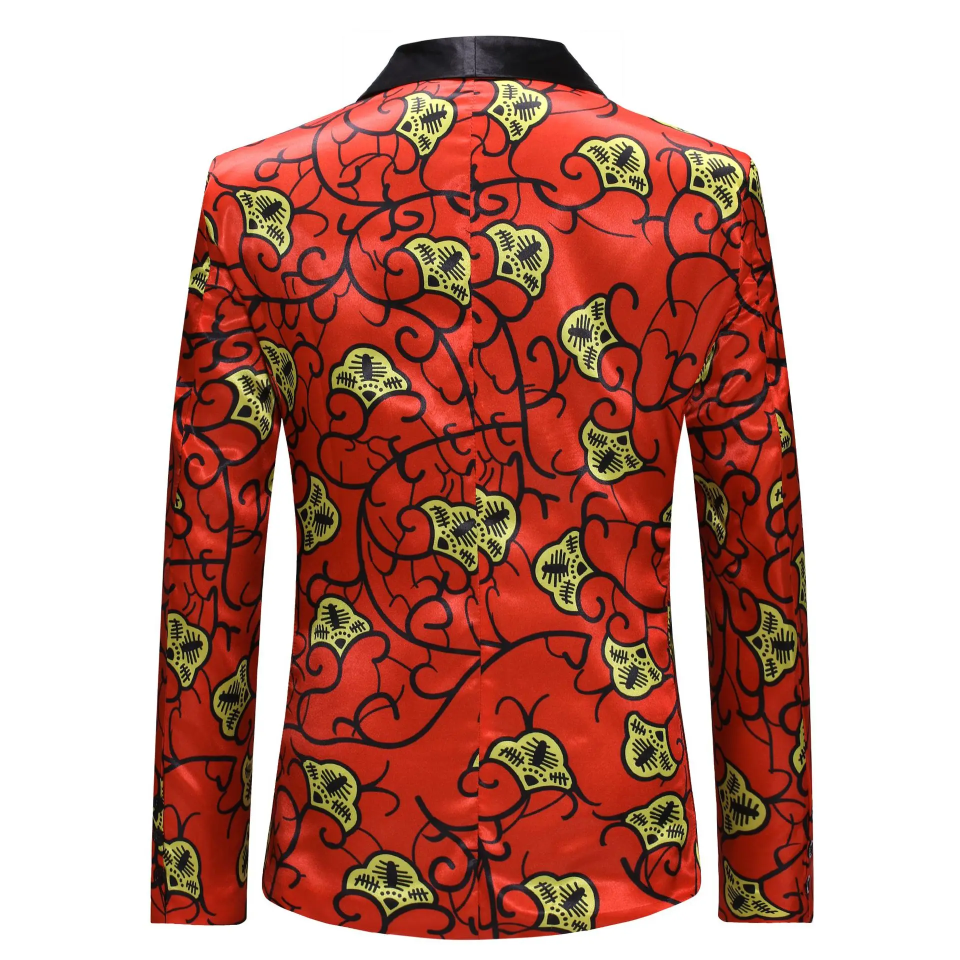 Fashion Fashion Men's Flower Suit Contrasting Color Splicing Lapel Men's Jacket