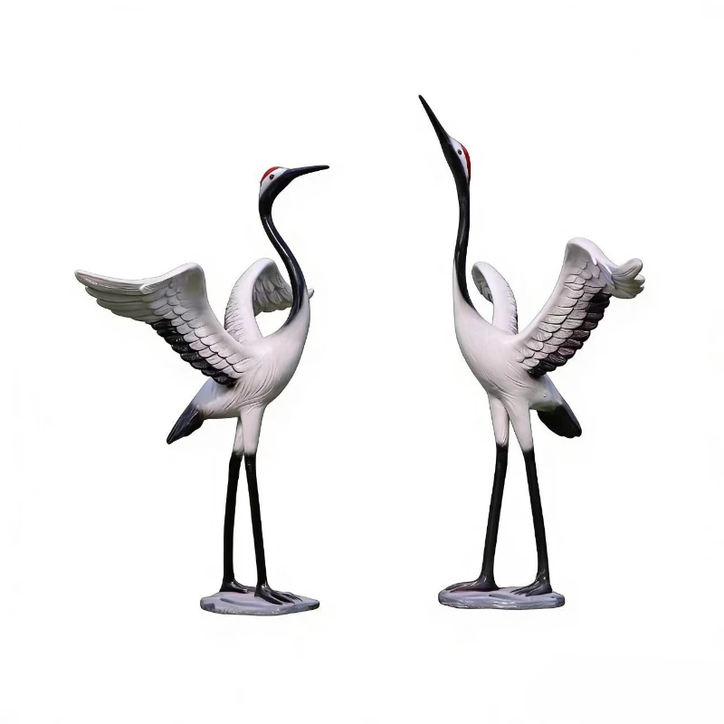 Outdoor crane ornament Garden landscape Garden water pond Red-crowned crane decoration FRP sculpture model