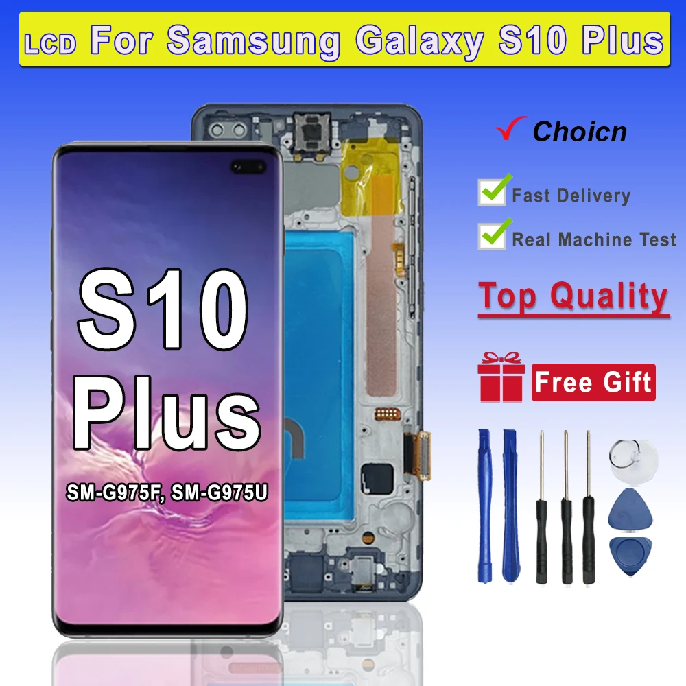 TFT LCD For Samsung Galaxy S10Plus G975F LCD Touch Screen Digitizer Assembly Replacement For Samsung S10 Plus SM-G975F/DS LCD