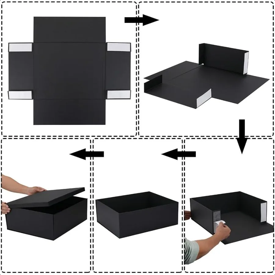 特大ブラックギフトボックス 17x13x6インチ、シュレッドペーパー入り
