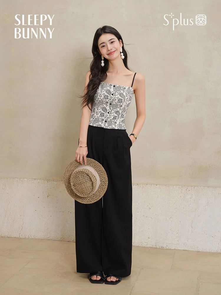 

Vintage Floral Corset Cami Top Women Slim Strap Bustier Tank Lace Summer Black White Crop Top for Layering or Streetwear Look