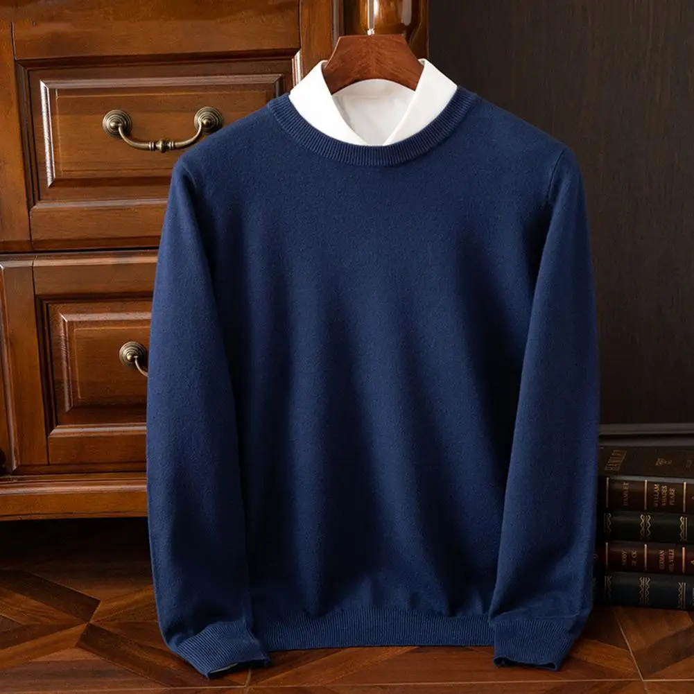 

2024 Cashmere Sweater O-neck Pullovers Men's Loose Oversized Knitted Bottom Shirt Autumn Winter New Korean Casual Men Top