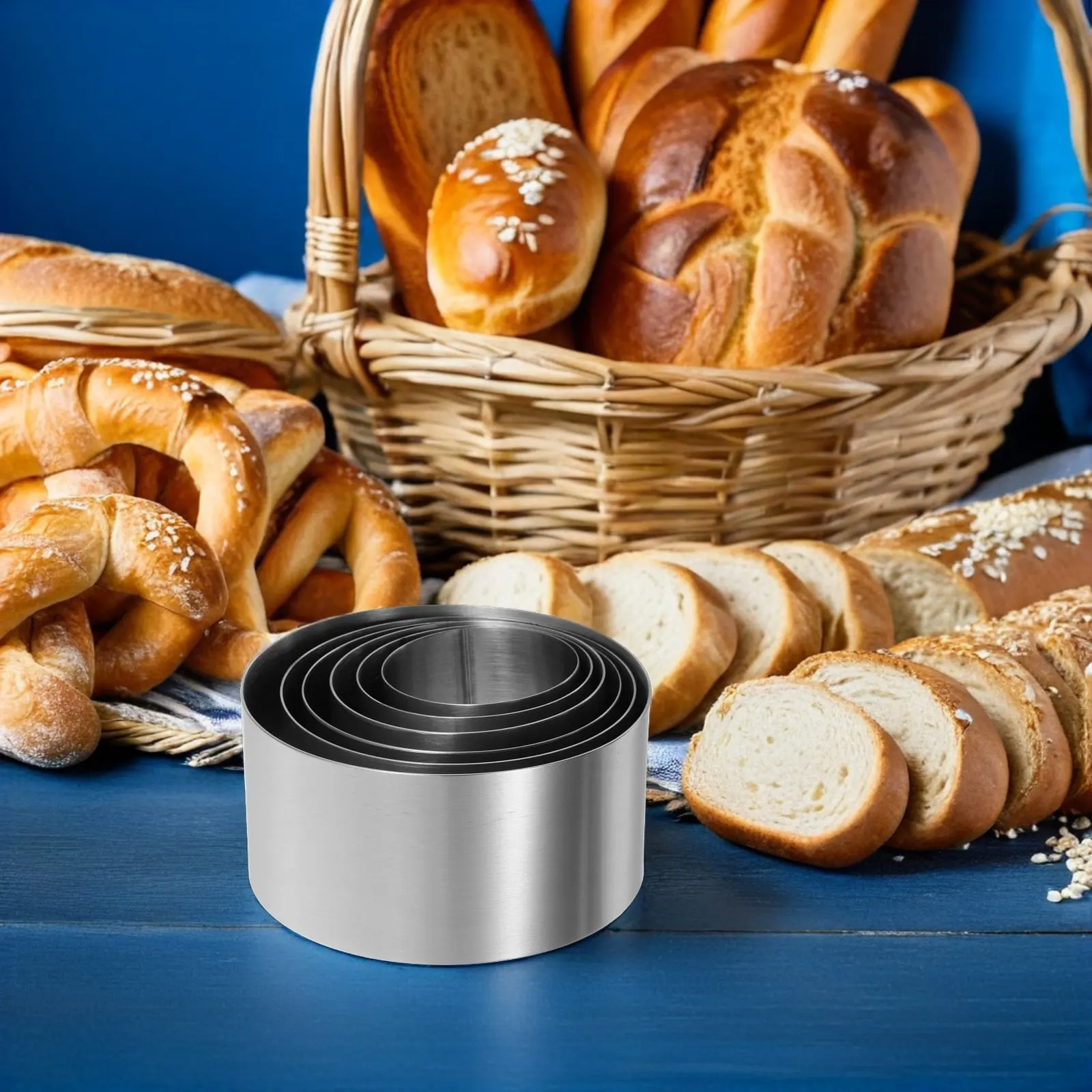 6Pcs Stainless Steel Round Mousse Mold Set 5Cm 6Cm 7Cm 8Cm 9Cm 10Cm Heat Resistant Baking Cake Rings for Desserts Chocolate