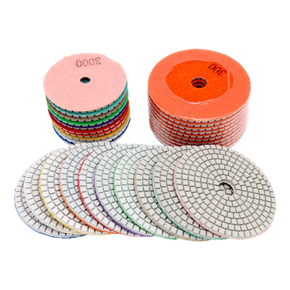 

15Pcs Diamond Wet/Dry Polishing Pads 4 Inch 100mm 50-8000 Grit Hook And Loop Grinding Discs Grinder Tools Marble Renovation
