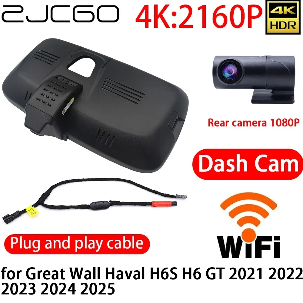 ZJCGO 4K DVR Dash Cam Wifi Front Rear Camera 24h Monitor For Great Wall Haval H6S H6 GT 2021 2022 2023 2024 2025