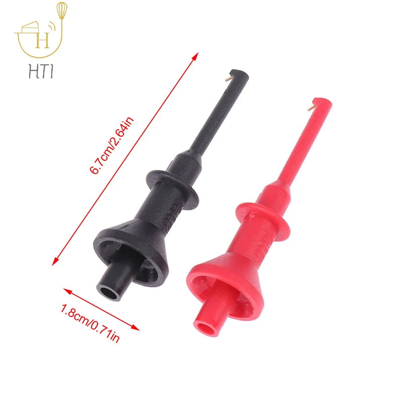 2Pcs Multimeter Probe Hook 4mm Threaded Socket Smd Ic Clamp Spring Damage Test Gilding Threaded Telescopic Flexible Probe Tools