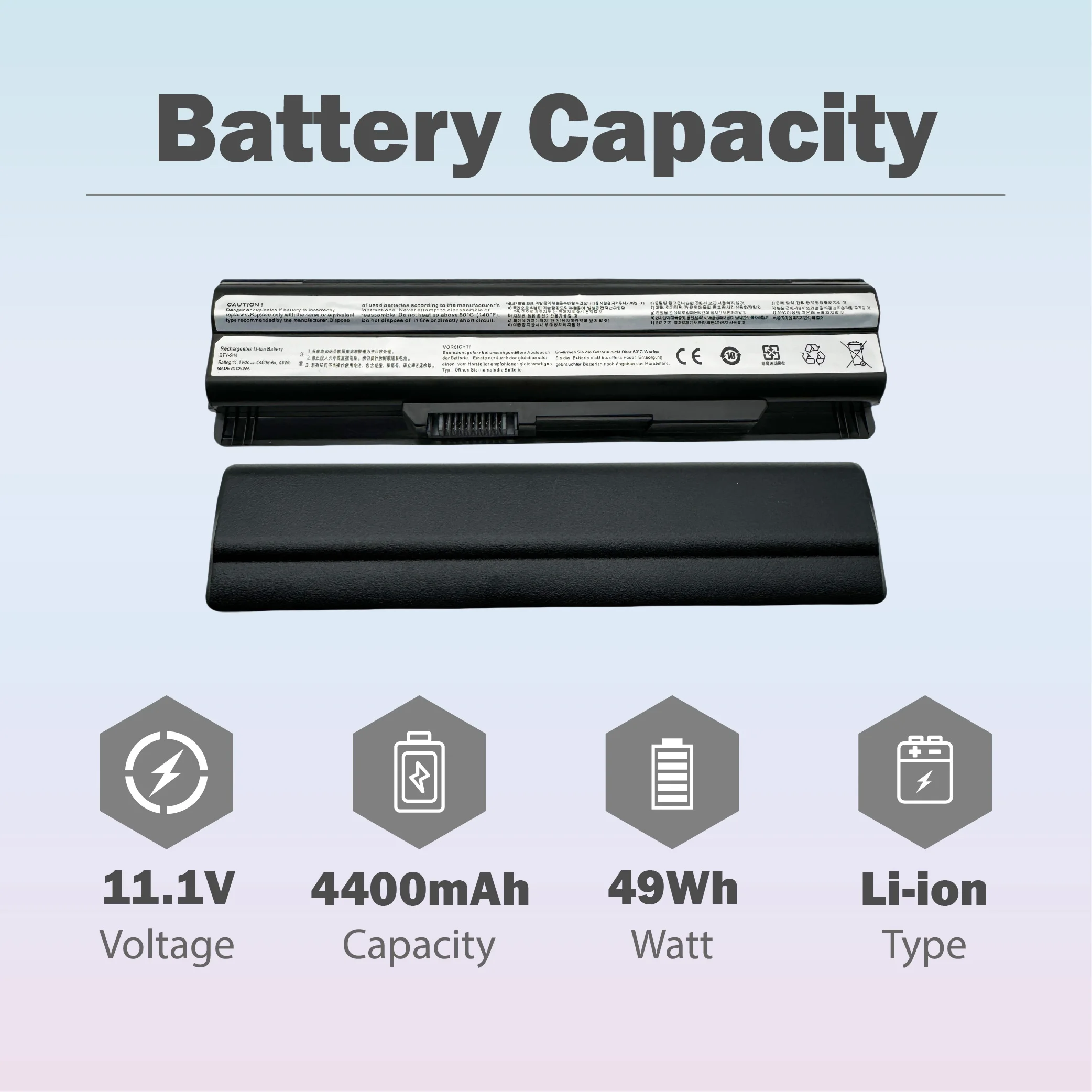 GuangQi BTY-S14 4400mAh 49Wh BTY-S15 For MSI Laptop Battery MS-1482 MS-16G1 MSI GP60 GE60 CX41 CX61 GE620DX FX400 GE60 GE70 CR41