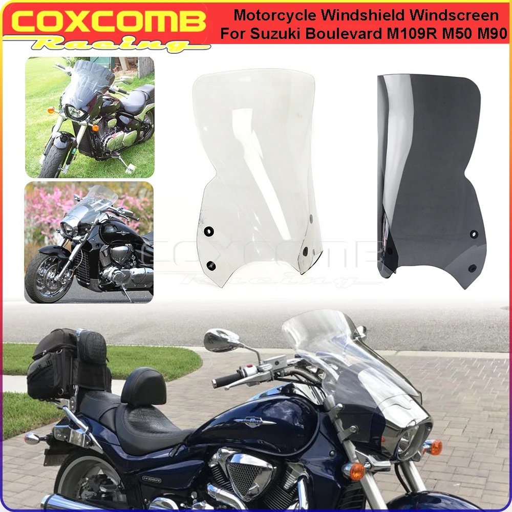 

Smoke Clear Motorcycles 10" Tour Windshield Cruiser Windscreen Front Deflectors For Suzuki Boulevard M109R B.O.S.S Intruder VZR