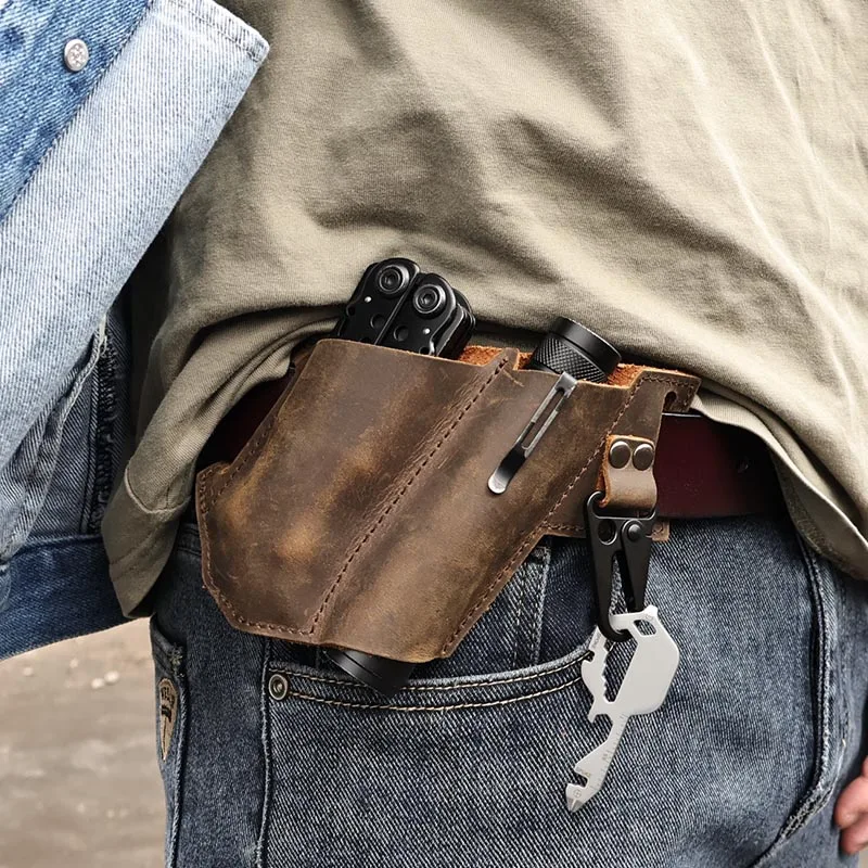 Многофункциональный кожаный ремень, чехол для многофункционального инструмента с нагрудным ремнем