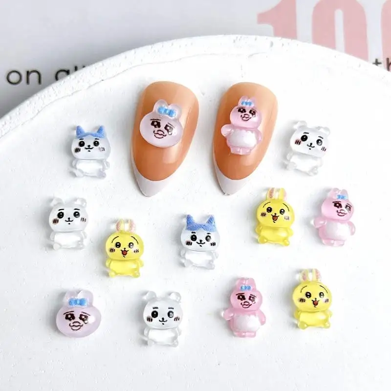 

30PCS Transparent Cartoon Anime Character Nail Art Decorations Funny Rabbit Cute Bear Resin Nail Charms DIY Nail Accessories