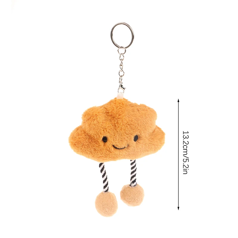 Porte-Clés en Peluche à Motif de Petit Nuage Souriant, Jouet à Jambes Rayées, Pendentif de Remplissage, Breloques de Sac à Dos, Cadeau de Décoration