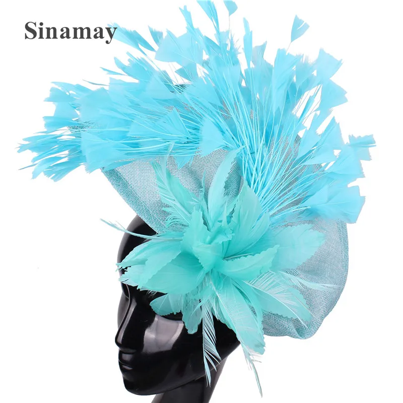 sky blue Wedding Hat Fascinator Elegant Bridal Headpiece Fashionable Millinery Headband for Women Party Dinner Derby Cocktail