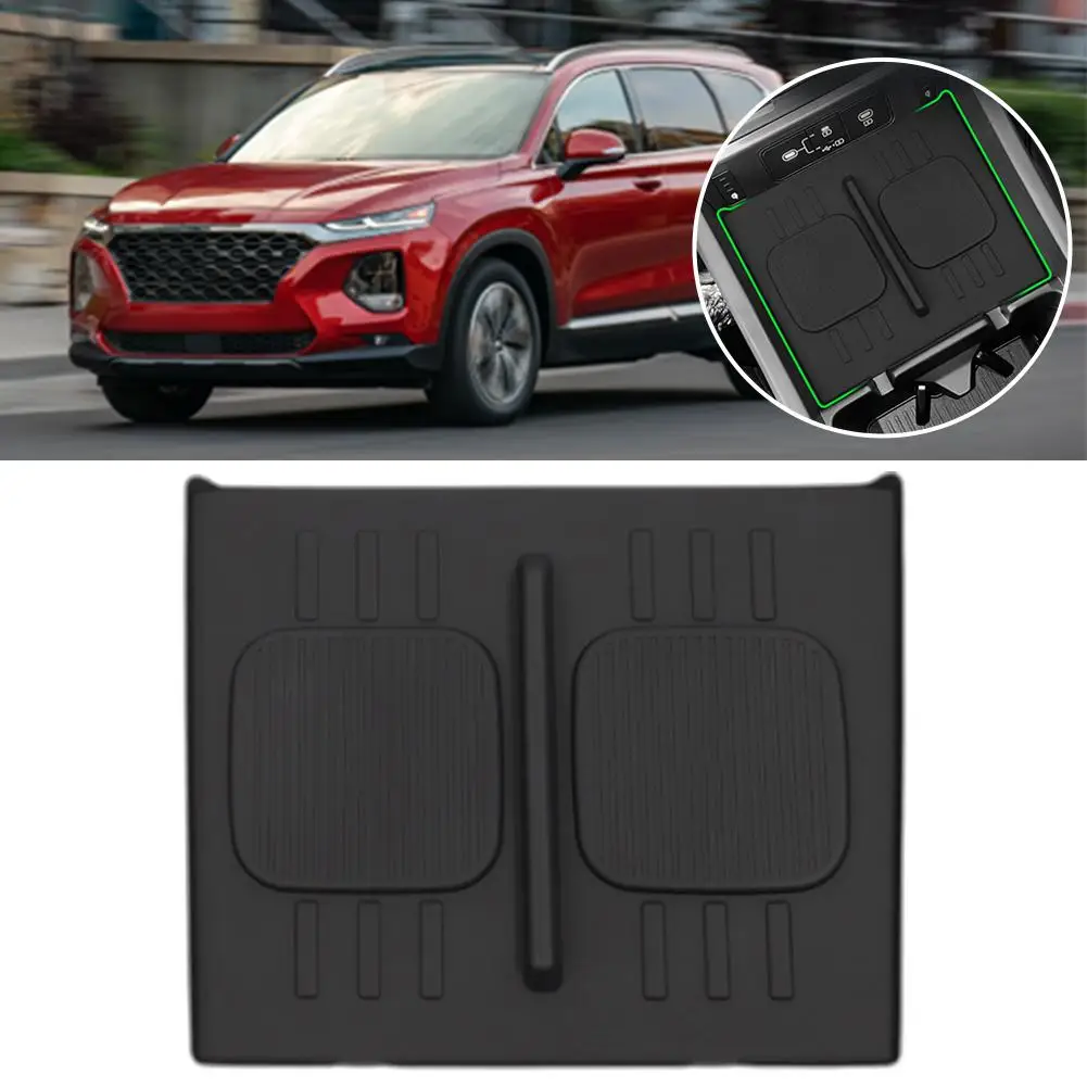 For Hyundai Santa Fe 2024 Central Control Wireless Charging Pad Auto Interior Car Anti Slip Dustproof Charger Mat Accessories