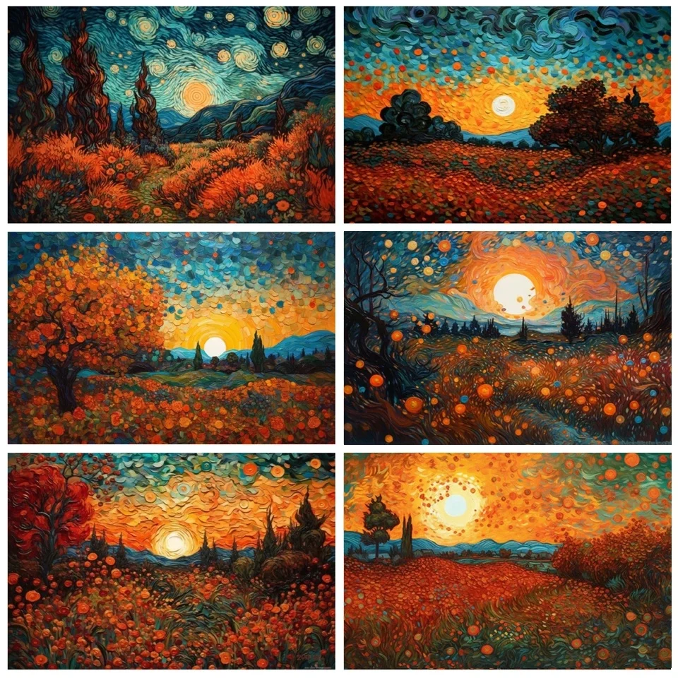 Картина из страз в стиле Ван Гога, Новое поступление 2023, мозаика, пейзаж, картина, Набор для вышивки крестиком, полная вышивка, украшение для дома 974