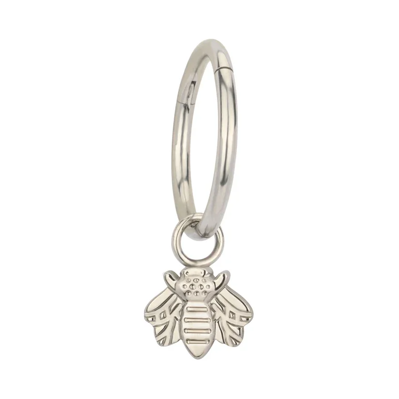 G23 Titanium Hinged Segment Hoop Earrings, CZ Paved Design