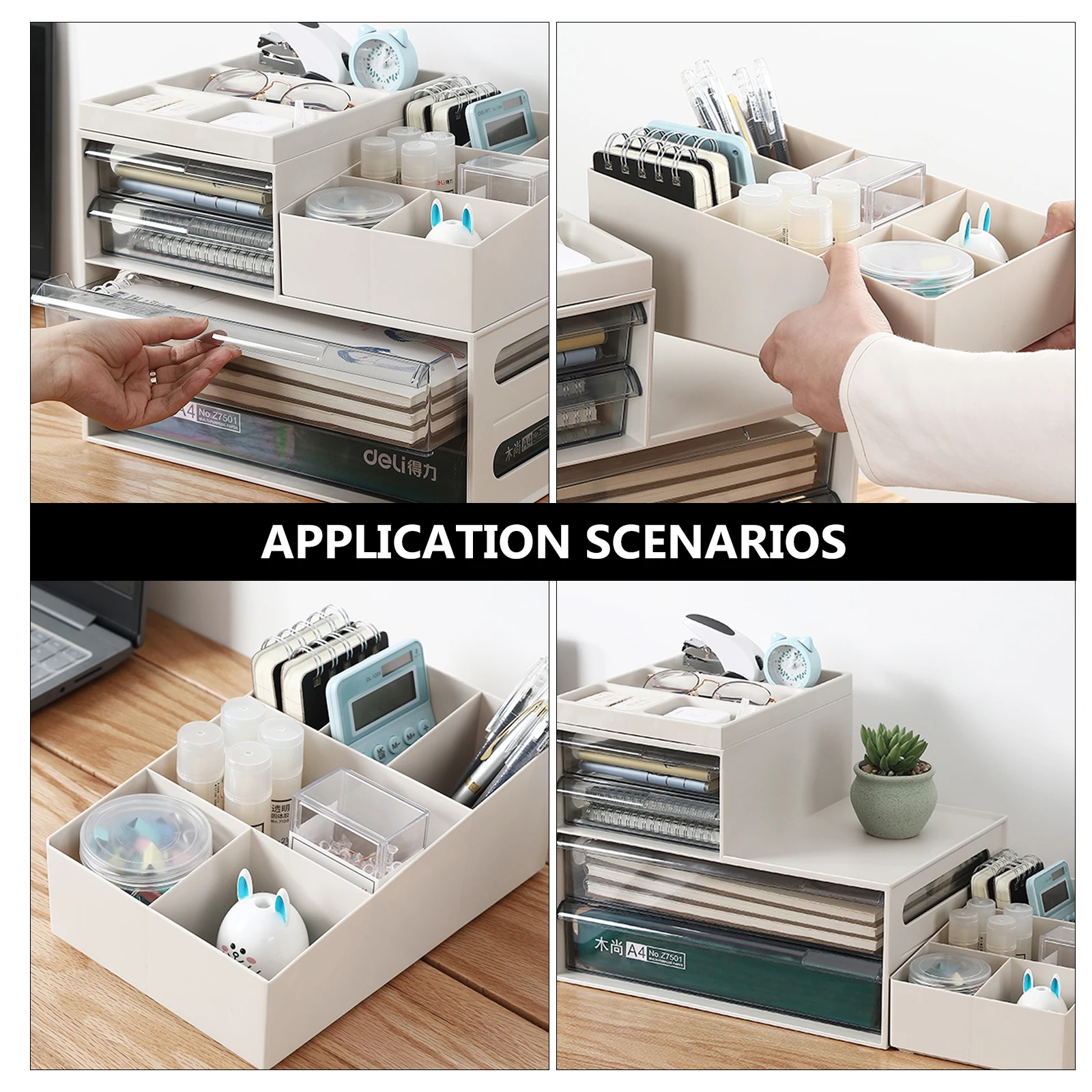 

1pc Drawer Storage Box Plastic Storage Box Drawer Organizer Home Office Stationery Pen Cable Holder Creative