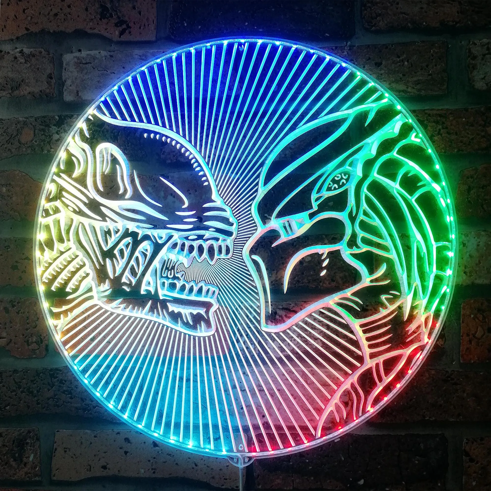 Alien Dynamic RGB Edge Lit LED Sign, Alien Movie Fans Gift, Game Room Decor, Gaming Night Light