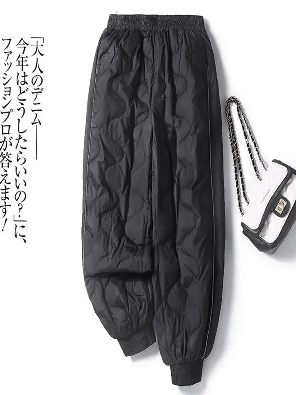 

Женские зимние утепленные приталенные брюки из хлопка с высокой талией, прямые, легкие, теплые, для ношения на улице