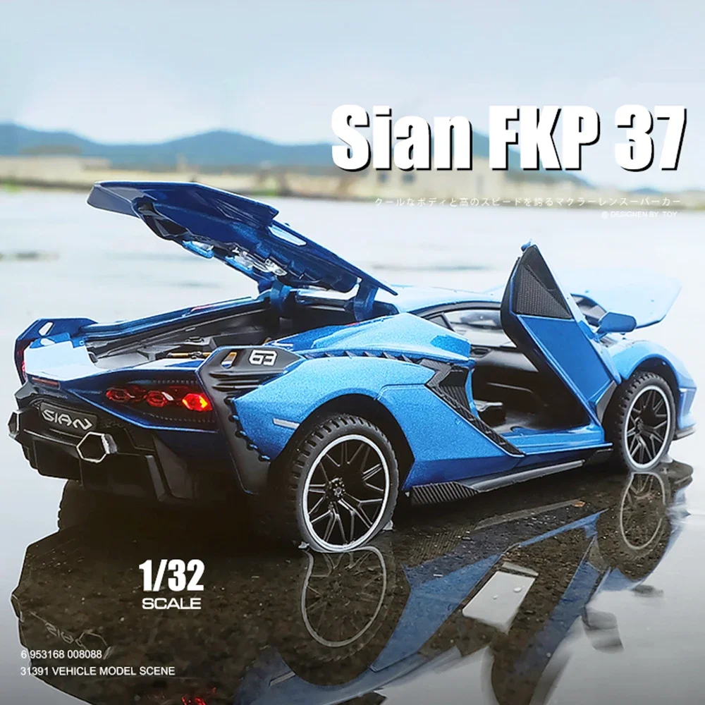 1:32 Sportwagen SIAN LP780-4 Modellspielzeug Legierung Druckguss Sound Licht Türen geöffnet zurückziehen Beliebte Supercar-Modelle für Kinder Erwachsene