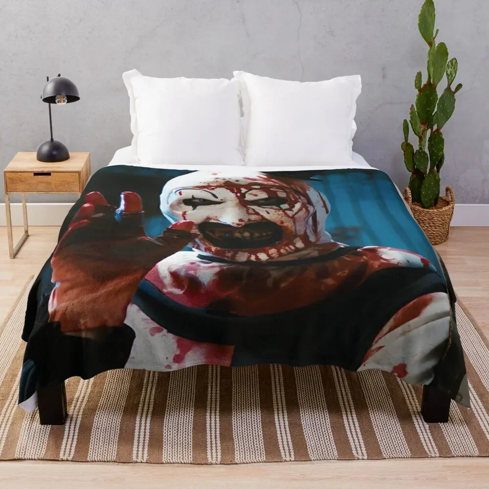 Upscaled Art The Clown - Terrifier Throw Blanket Bed Retros Custom Luxury St Blankets