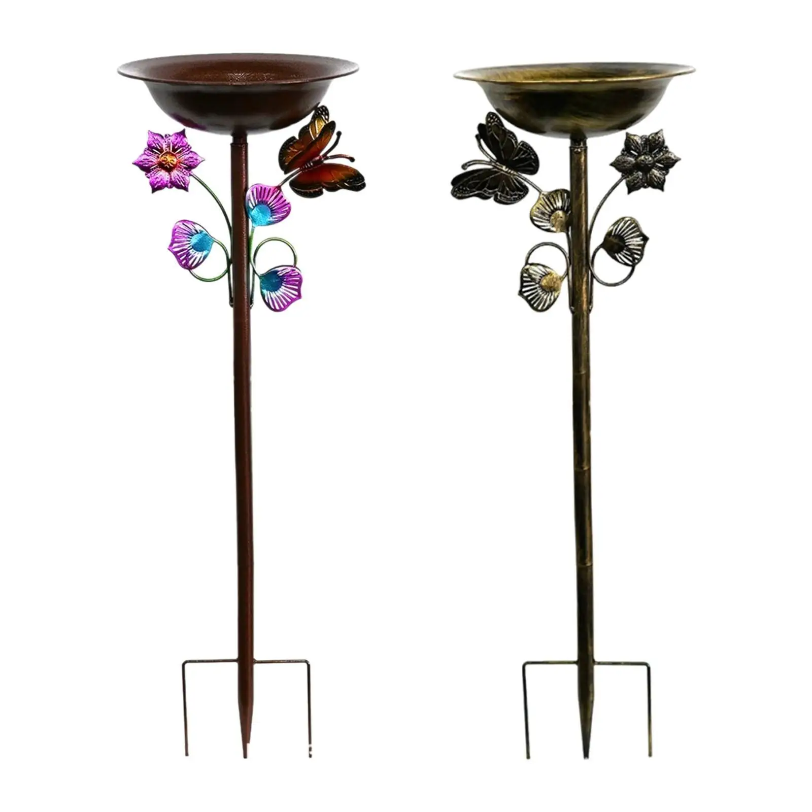 

Стоячая миска для ванны для птиц с колышком, птица для питья, пейзаж, железный поднос для кормления птиц для уличного забора, двора, крыльца, балкона