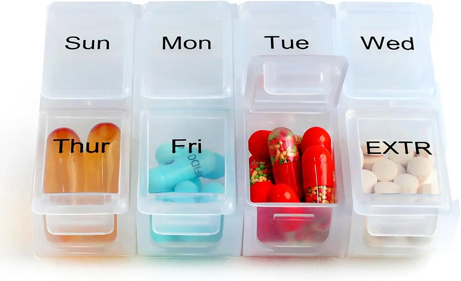 Weekly Travel Pill Organizer with Removable 7-Day Box, Fashionable Medicine & Supplement Case for Purse