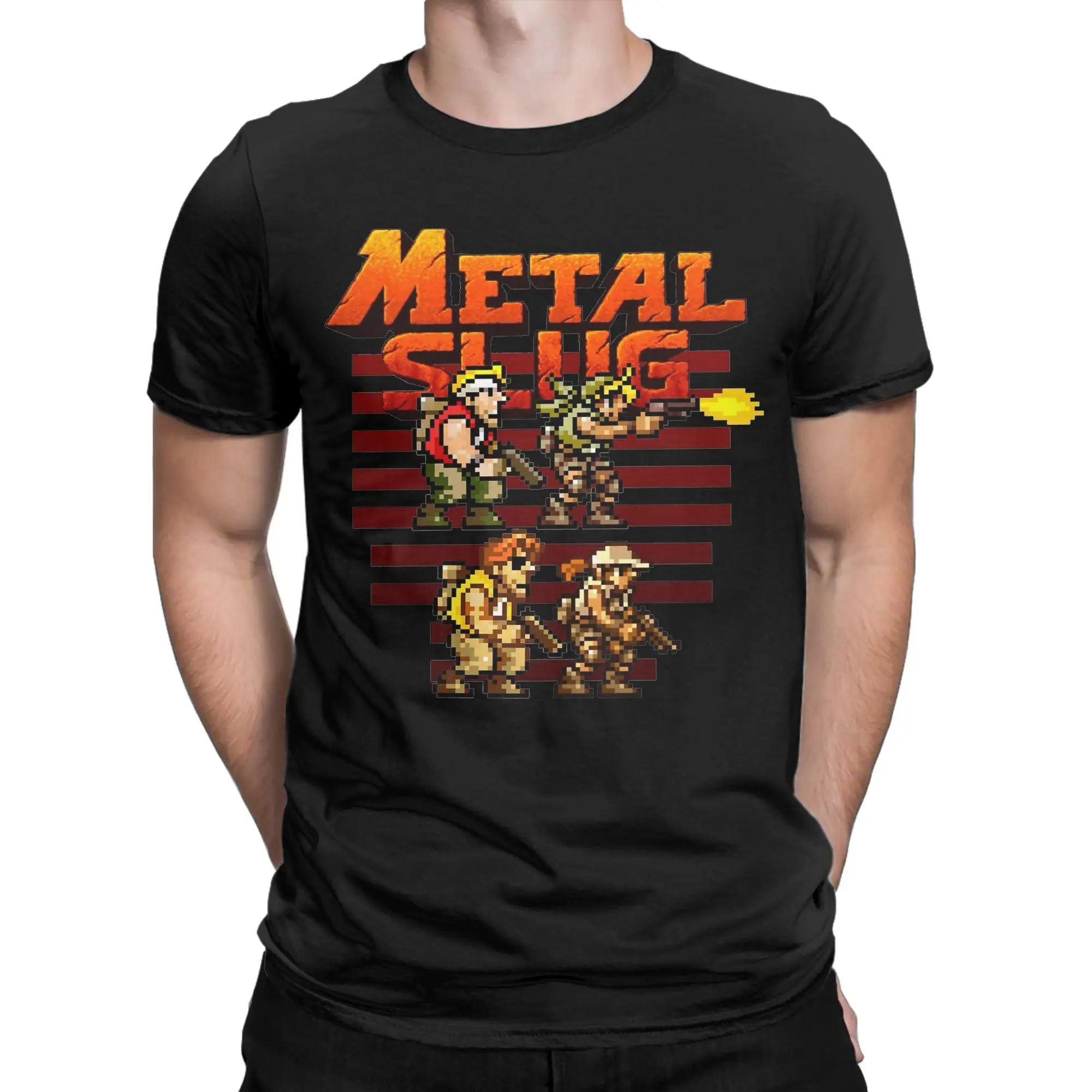 

Mens Womens Metal Slug Shirt 100% Cotton Graphic Print Tee Shirts Pixel Game Fan Top Clothing