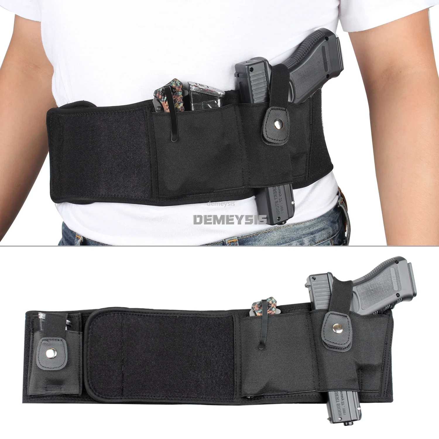 Concealed Carry Tactical Belly Band Gun Holster with Mag Pouch fits Smith and Wesson,Shield, Glock, Smith & Wesson M&P 40 Shield