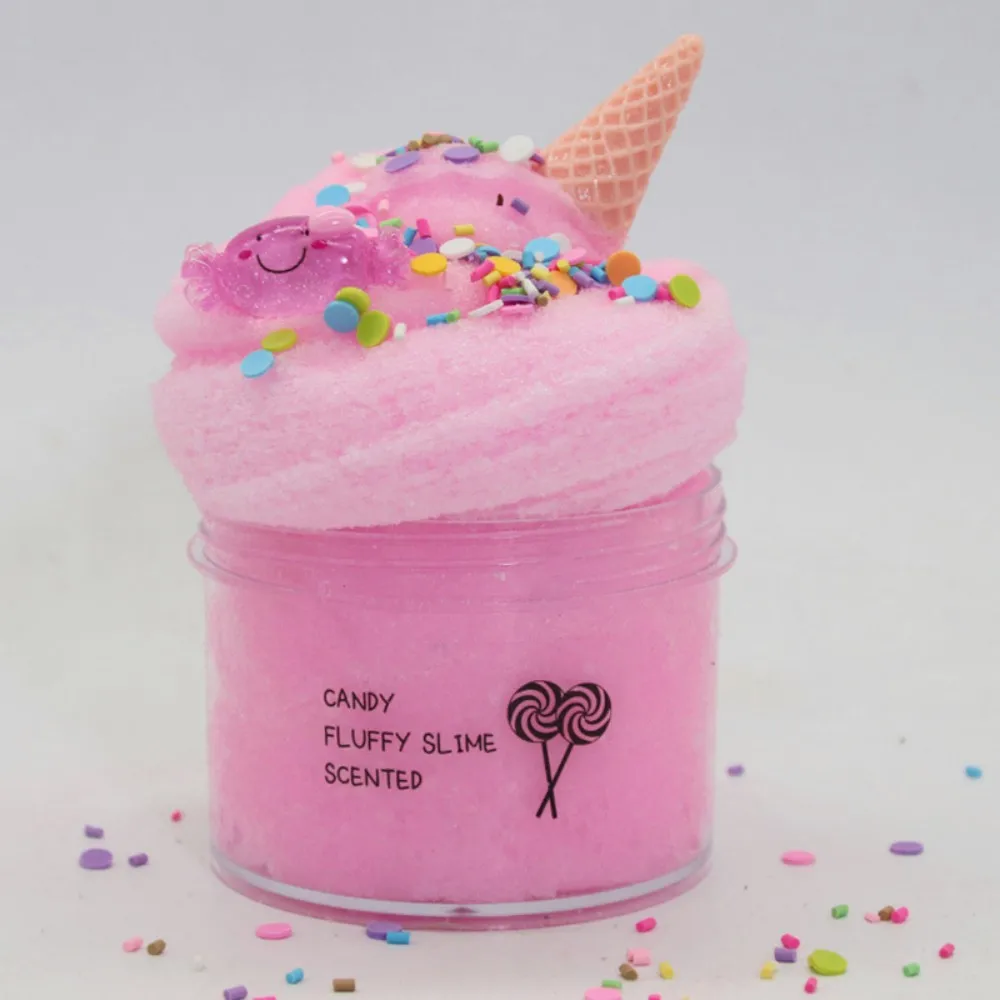 200ml Pink Ice Cream Cloud Slime, Scented Fluffy Slime with Candy Sprinkles