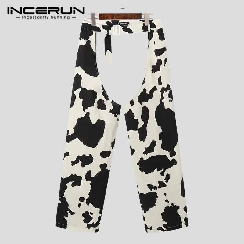 INCERUN 2024 Fashion Men Pants Printed Hollow Out Loose Personality Streetwear Trousers Men Joggers Sexy Casual Pantalon S-5XL