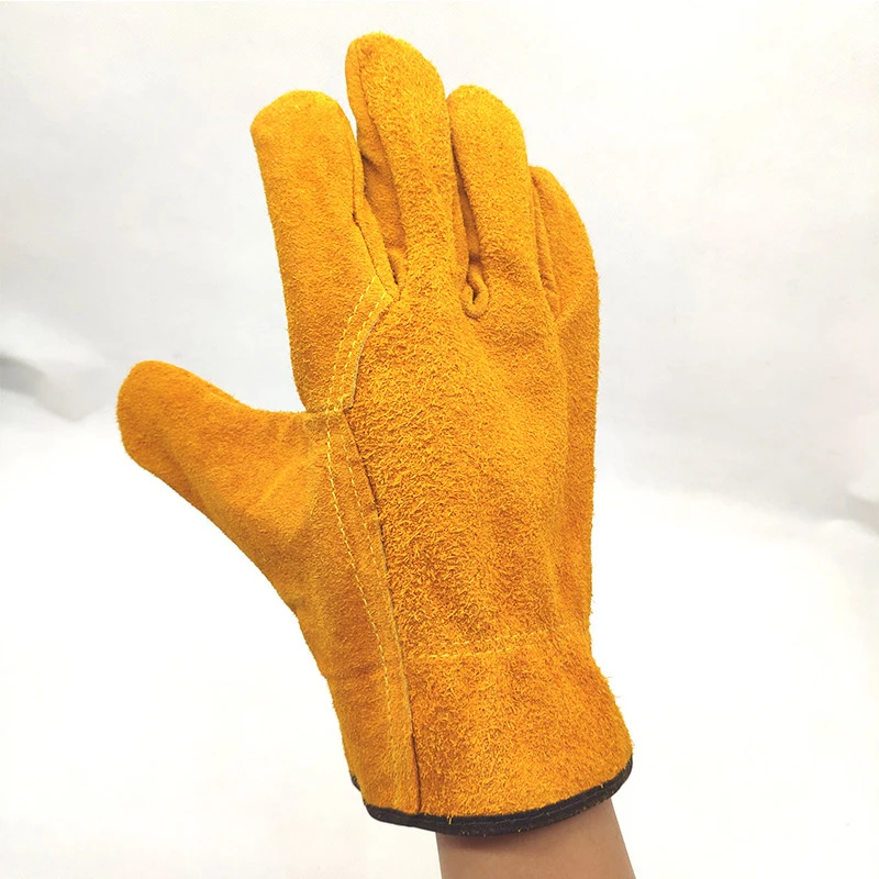Labor Protection Cowhide Gloves Yellow Safety Welding Wear-resistant Insulated Gloves Personal Protective Equipment