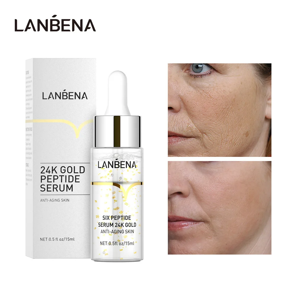 Lanbena Hyaluronzuur Vitamine C Zes Peptide Poriën En Acne Behandeling Serum Diepe Hydratatie Fleuren Huid Anti-Aging Essentie