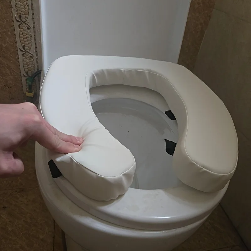 5cm Thickened U Shape PU Toilet Seat Cushion Universal Waterproof Soft Toilet Cover with Velcro Strap Home Bathroom Comfort Pad